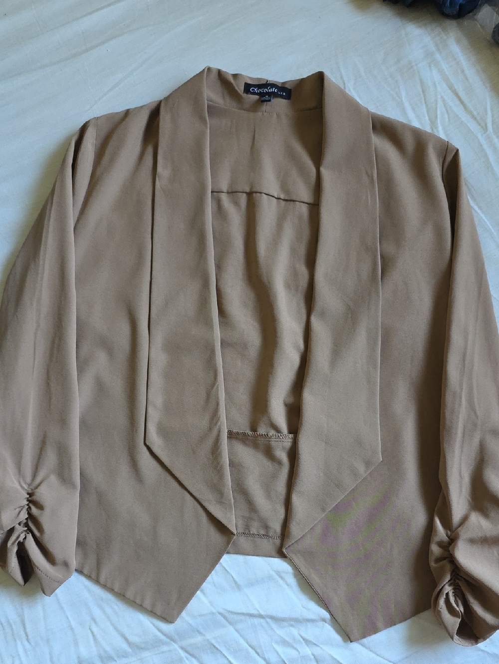 Chocolate Women's Tan Open-Front Draped Blazer